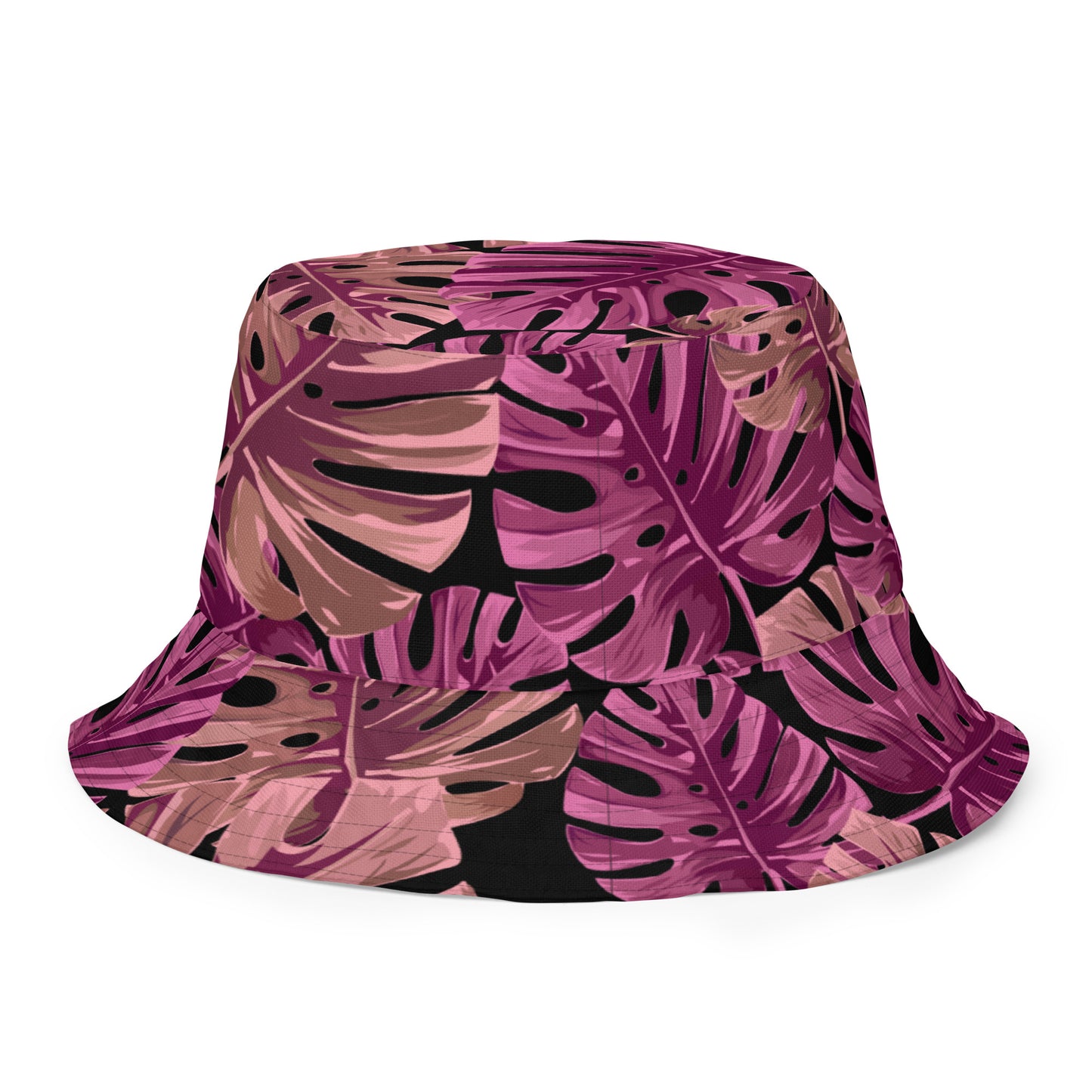 Pink Palm Leaves Reversible bucket hat