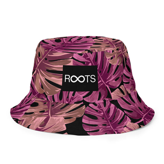 Pink Palm Leaves Reversible bucket hat